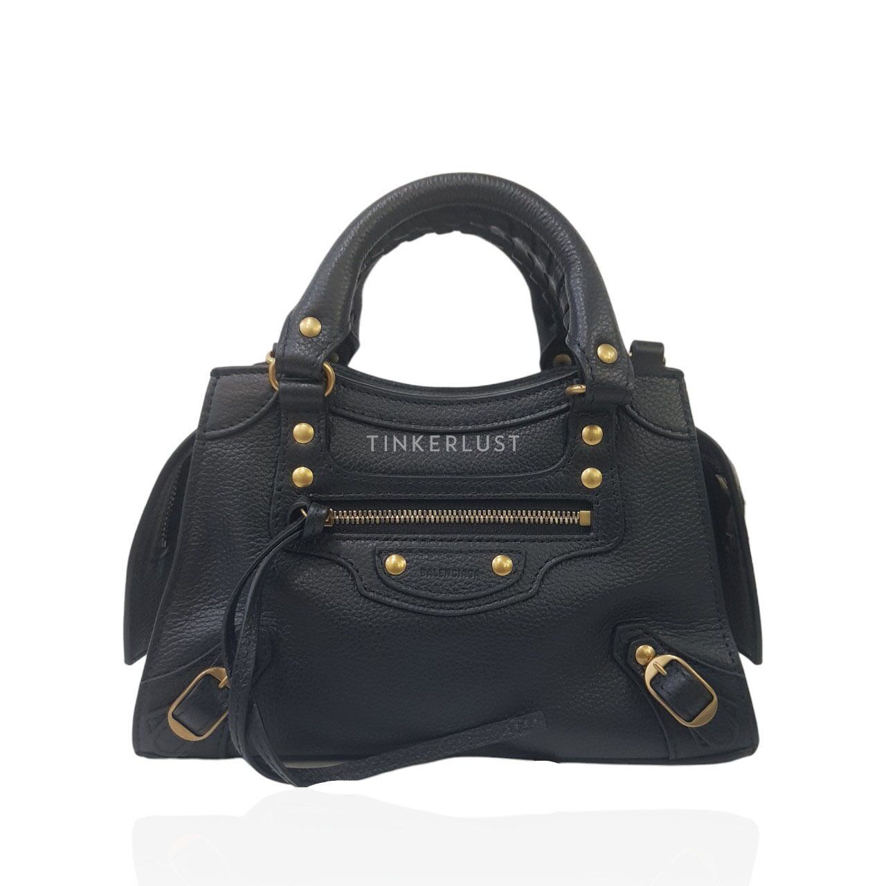 ハンドバッグ BALENCIAGA BLACK LEATHER NANO M TOP HANDLE BAG Nano leather tote bag in black - Balenciaga | Mytheresa
